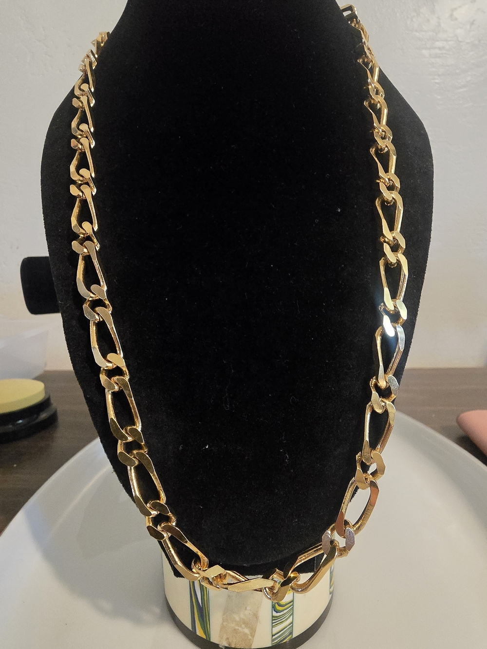 Gold Link Chain Necklace - Vintage Monet Figaro Necklace 1980s